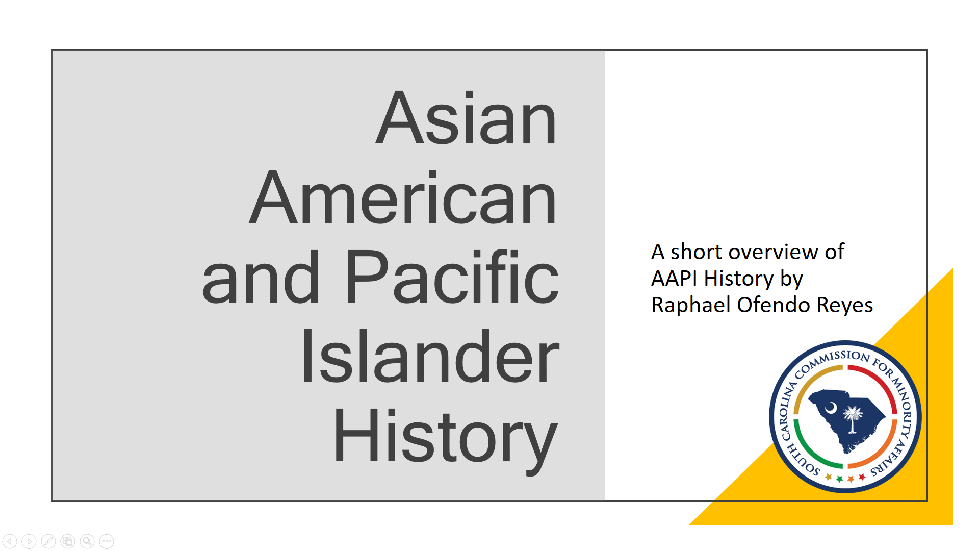 Title slide of the Asian American and Pacific islander History Powerpoint presentation